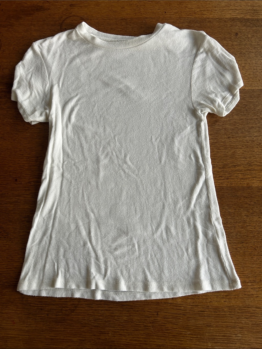 6397 Women’s Classic ribbed Cream Short-Sleeve Crewneck Top small